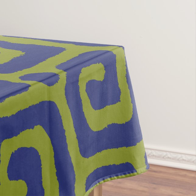 Olive Green &blue Abstract pattern Tablecloth (In Situ)
