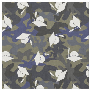 Olive Green Blue Camo Pattern Graduation Fabric