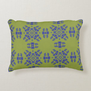 Olive Green & Blue Korean Pattern Pillow