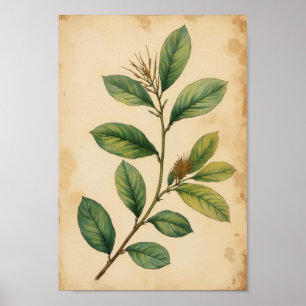 Olive Green Botanical Antique Leaf Wall Art