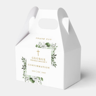 Olive Green Botanical Modern Confirmation Favour Box