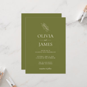 Olive Green Botanical Wedding Celebration Invitation