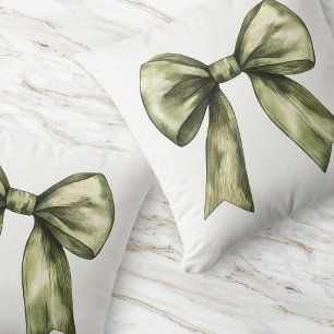 Olive Green Bow Modern Chic Simple Minimal Elegant Cushion