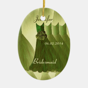 OLIVE GREEN Bridesmaid Thank You Wedding Ceramic Tree Decoration