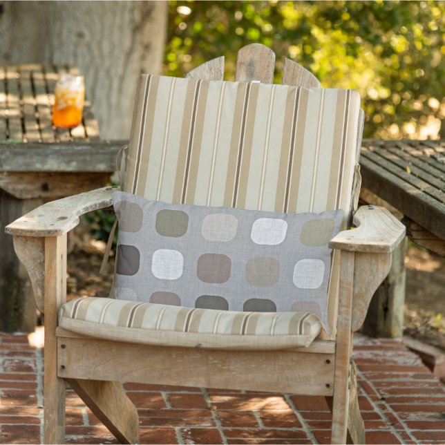 Olive Green Brown Mauve Taupe Round Square Art Lumbar Cushion (Chair)