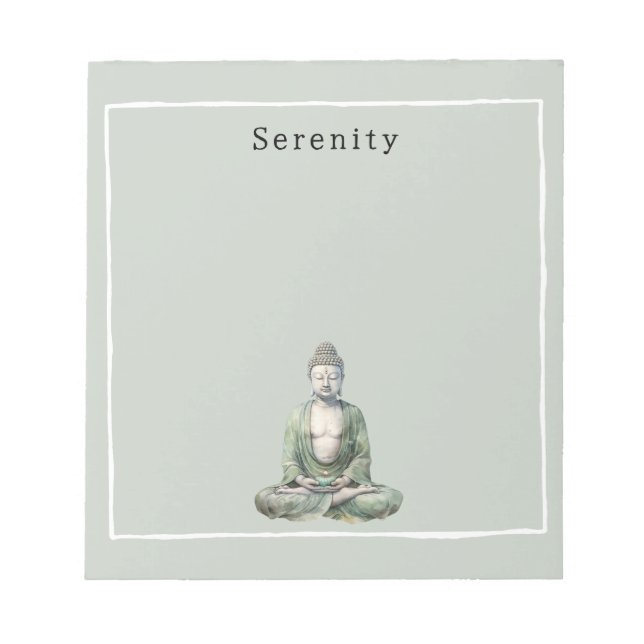 Olive Green Buddha Meditation Personalised  Notepad (Front)