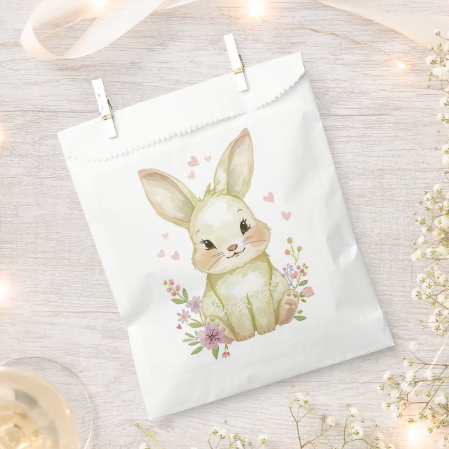 Olive Green Bunny Party Forest Animal Baby Shower  Favour Bag (Clipped)