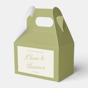 Olive Green Calligraphy Wedding Favour Box