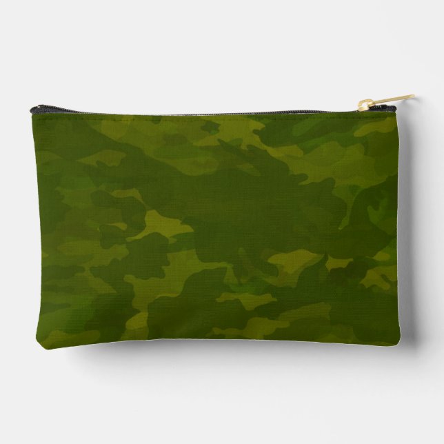 Olive Green Camouflage Pattern Accessory Pouch (Back)