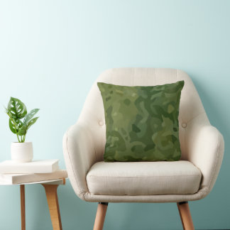 Olive Green Camouflage Pattern Cushion