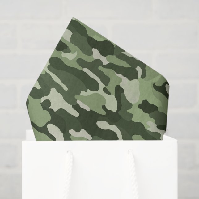Olive Green Camouflage Tissue Paper (Gift Bag)