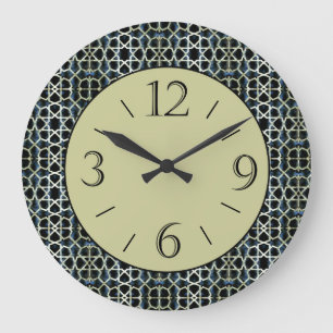 Olive Green Centre / Black White Border Wall Clock