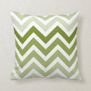 Olive Green Chevron Ombre ZigZag Pattern Cushion