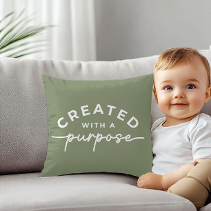 Olive Green Christian quote Throw Pillow