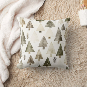 Olive Green Christmas Trees Cushion