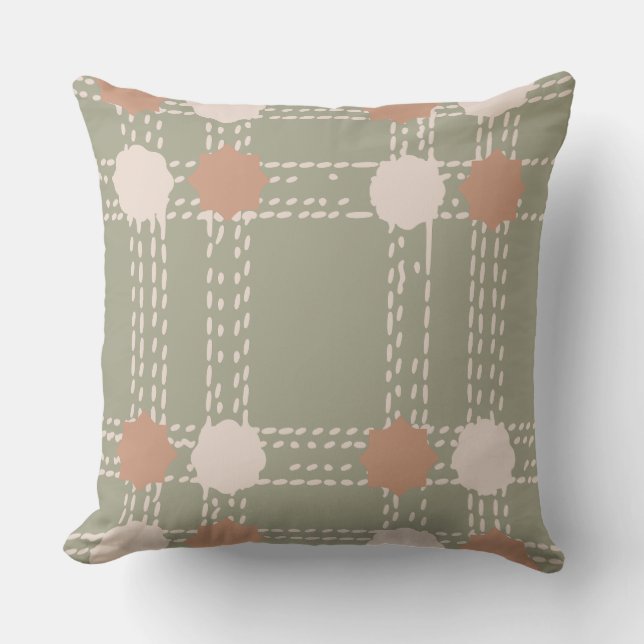 Olive Green Circle Pattern Cushion (Front)