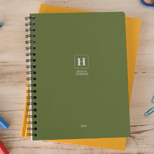 Olive Green Classic Monogram Personal Weekly Planner