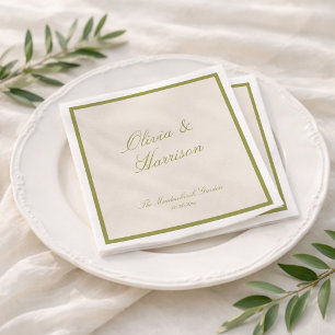 Olive Green Classic Wedding Napkin