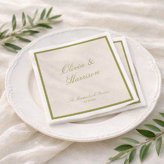 Olive Green Classic Wedding Napkin
