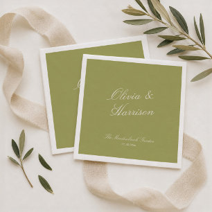 Olive Green Classic Wedding Napkins