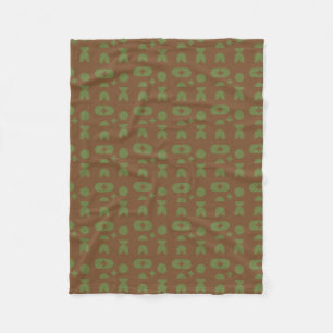 Olive Green Cocoa Brown Abstract Geometric Pattern Fleece Blanket