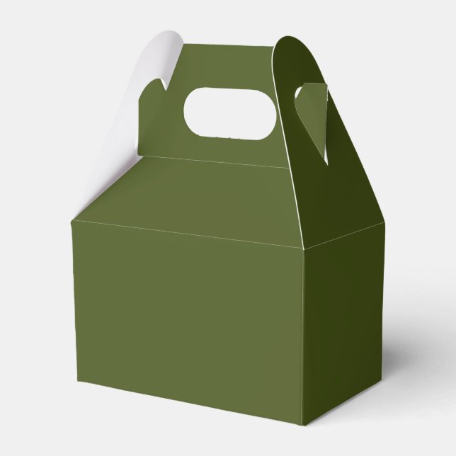 Olive Green Colour Design Customise This Favour Box (Front Side)