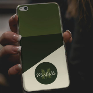 Olive green & Cream old money aesthetic MOnogram iPhone 16 Pro Max Case