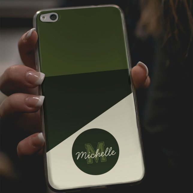 Olive green & Cream old money aesthetic MOnogram Case-Mate iPhone Case (Creator Uploaded)