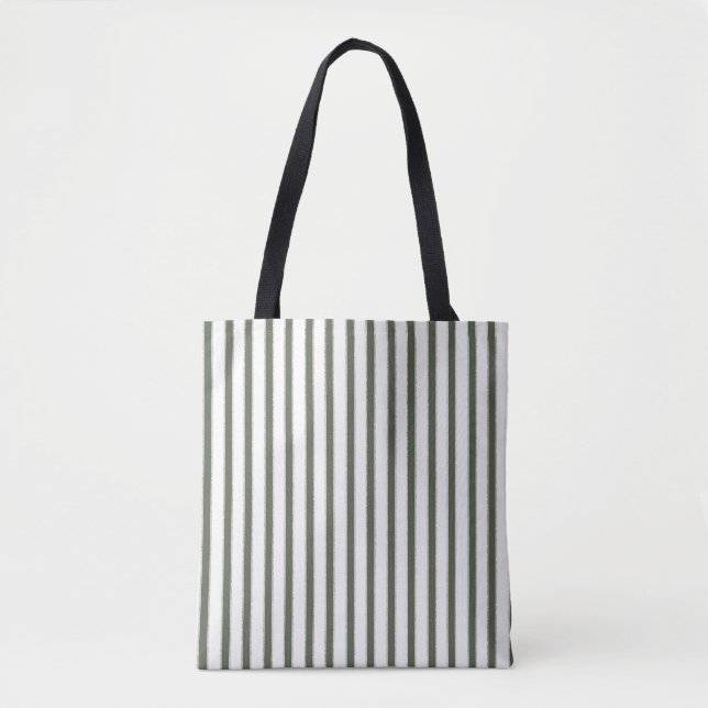 Olive Green Cream Stripes  Tote Bag (Front)