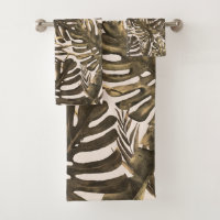 Olive Green & Cream Tropical Palm Leaves Island