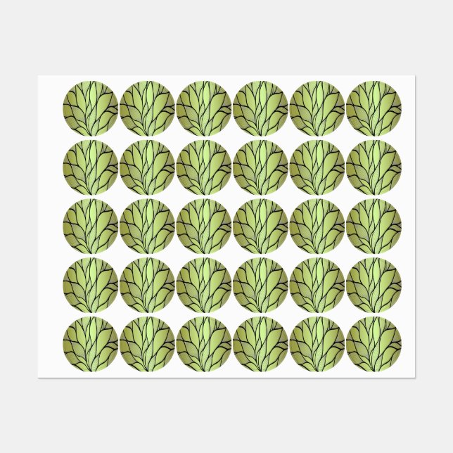 Olive Green Creative Leave Pattern  (Sheet)