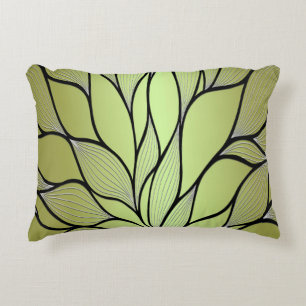 Olive Green Creative Leave Pattern Decorative Cushion