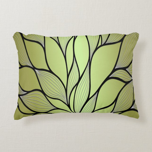 Olive Green Creative Leave Pattern  Decorative Cushion (Front)