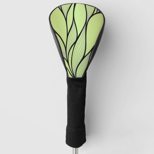 Olive Green Creative Leave Pattern  Golf Head Cover (Front)