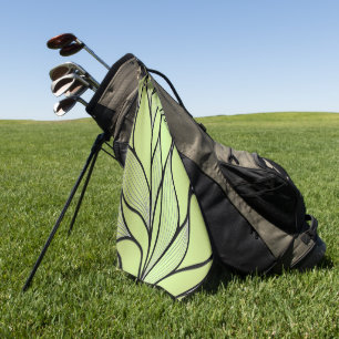 Olive Green Creative Leave Pattern Golf Towel