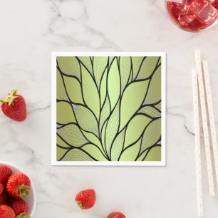 Olive Green Creative Leave Pattern Napkin