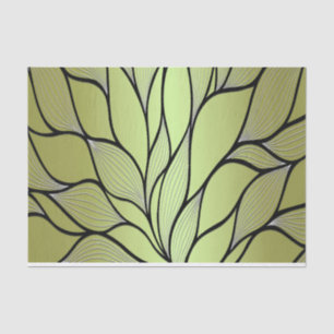 Olive Green Creative Leave Pattern  Tissue Paper