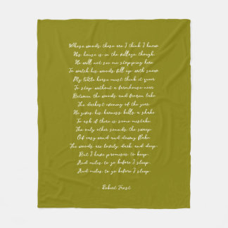 Olive Green Custom Poem Song Lyric Quote Fleece Blanket