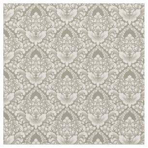 Olive Green Damask Fabric