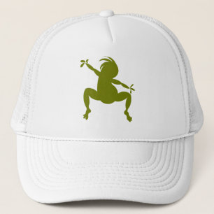 Olive Green Dancing Kokopelli Trucker Hat