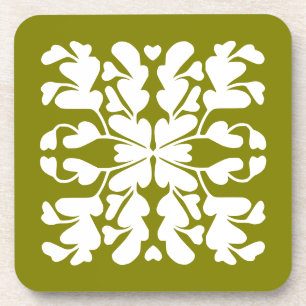 Olive green deco coaster