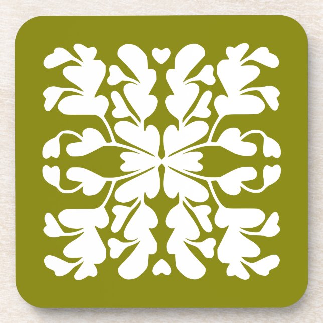 Olive green deco coaster (Front)
