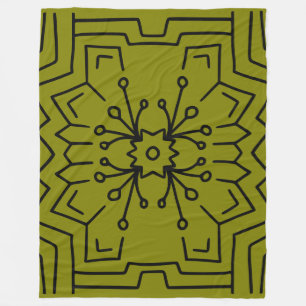 Olive green deco fleece blanket