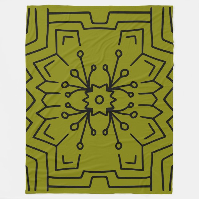 Olive green deco fleece blanket (Front)