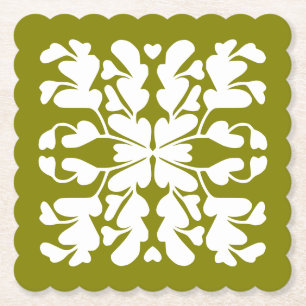 Olive green deco paper coaster