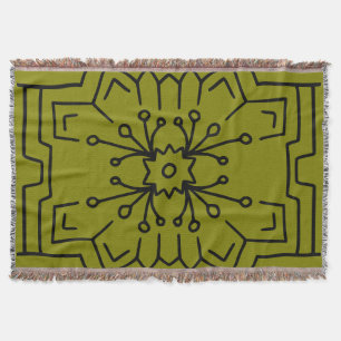 Olive green deco throw blanket