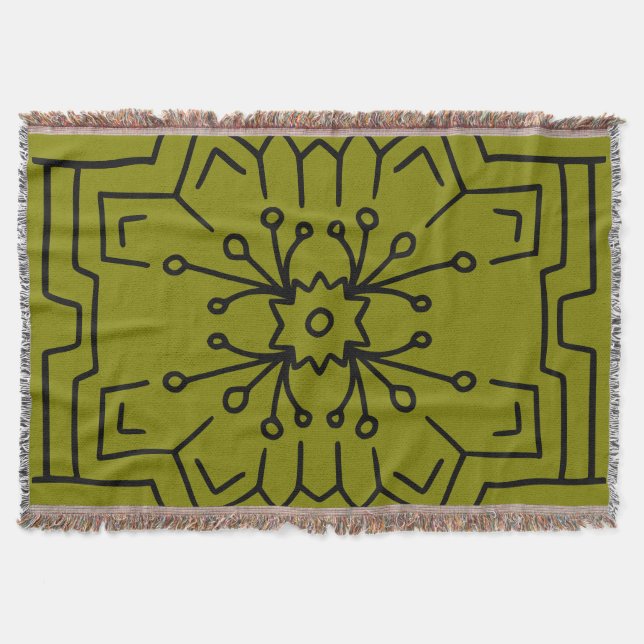 Olive green deco throw blanket (Front)