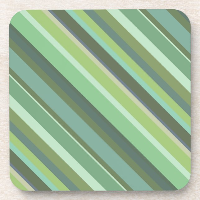 Olive green diagonal stripes coaster (Front)