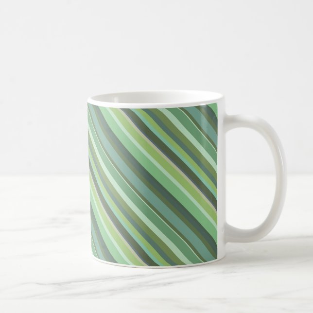 Olive green diagonal stripes coffee mug (Right)