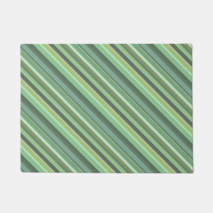 Olive green diagonal stripes doormat